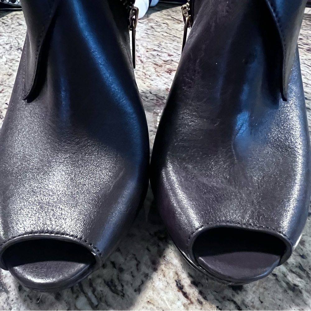 New MICHAEL Michael Kors Brown Leather Ankle Boot 8M Open Toe - Picture 6 of 14
